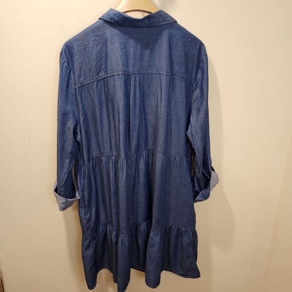 New York and Company Denim Chambray Button Front Roll up Sleeves Shirt D… - Picture 3 of 14